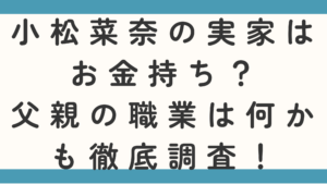 小松菜奈の実家はお金持ち？父親の職業は何かも徹底調査！