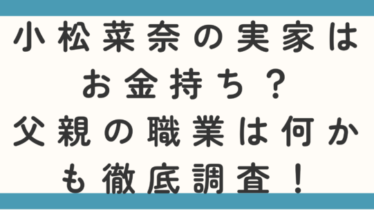 小松菜奈の実家はお金持ち？父親の職業は何かも徹底調査！